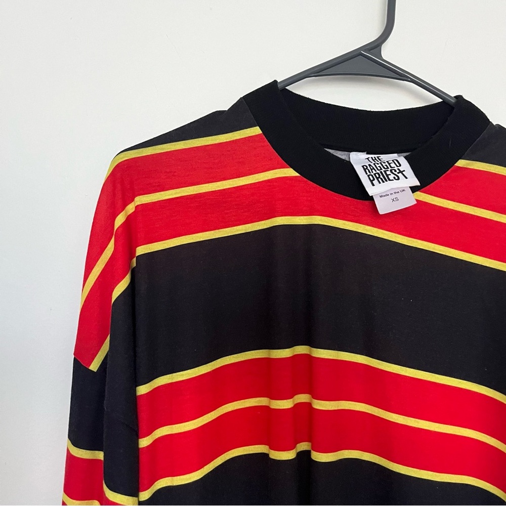 The ragged priest black yellow red stripped long sleeve t shorts dress